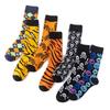 1 Paar neue, ausgefallene Totenkopf-Socken für Herren, Tiger-Cartoon-Alien-Motiv, Hip-Hop-Orange, verrückte Trend-Socken, Geschenk