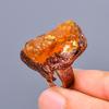 Hessonite Garnet Rough Stone Mother Gift Eternity Sisters Day Trendy Ring Copper V-11