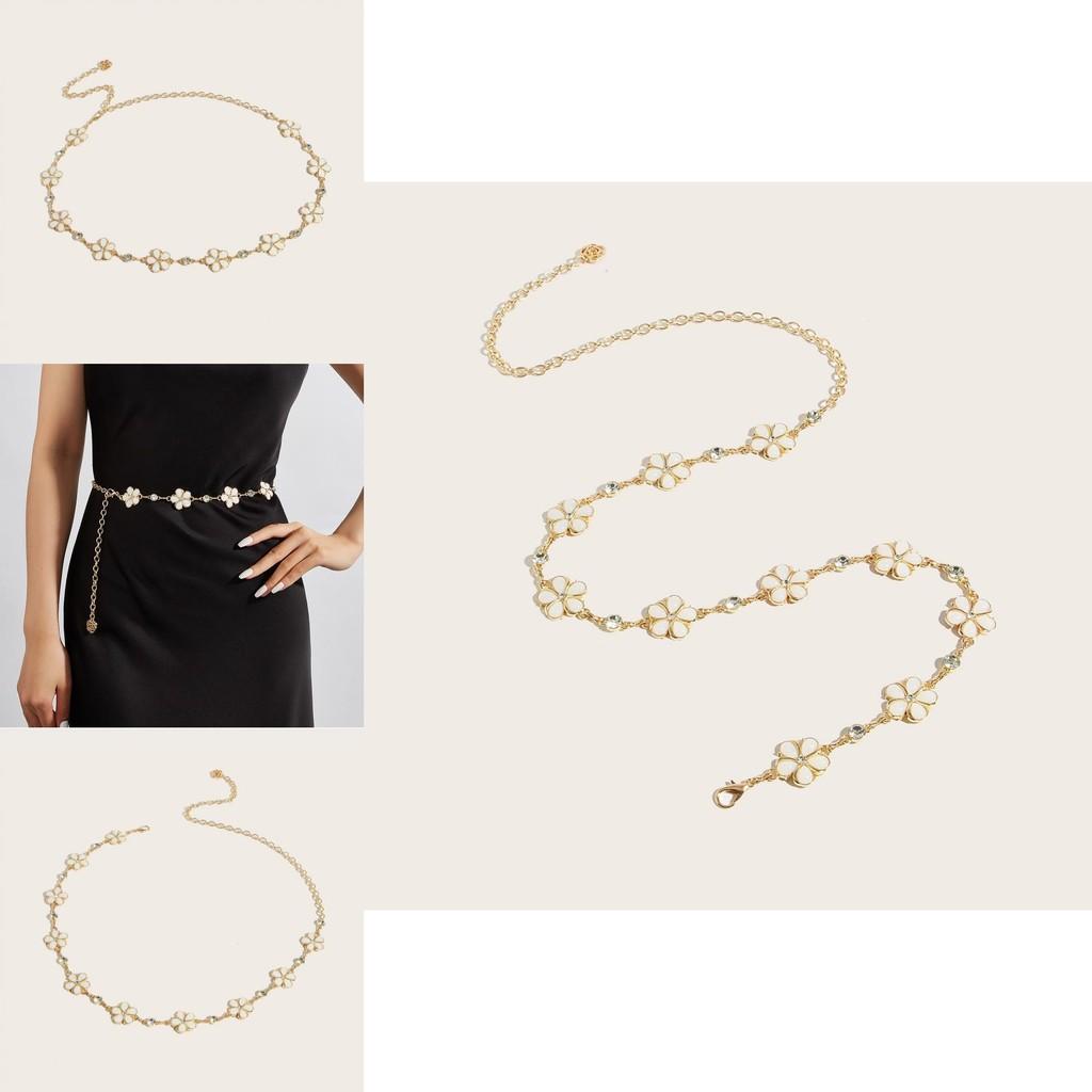 Womens Metal Floral Waist Chain With Hook Fastening For Fashionable Attire