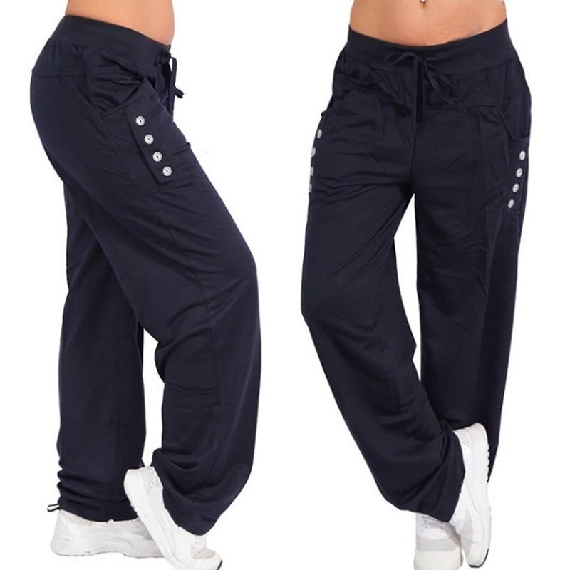 Comodi pantaloni da jogging Harlan Yoga in tinta unita casual larghi da donna