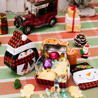 Christmas Candy Box Cartoon Santa Claus Snowman Penguin Chocolate Cookies Snacks Treat Gift Storage Iron Container Party Favors