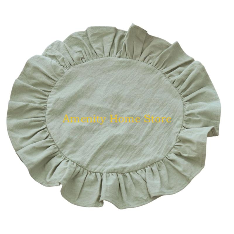 

F26C Prevent Slip Ruffled Placemat in Multiple Color for Formal Dining Setting мятный зеленый
