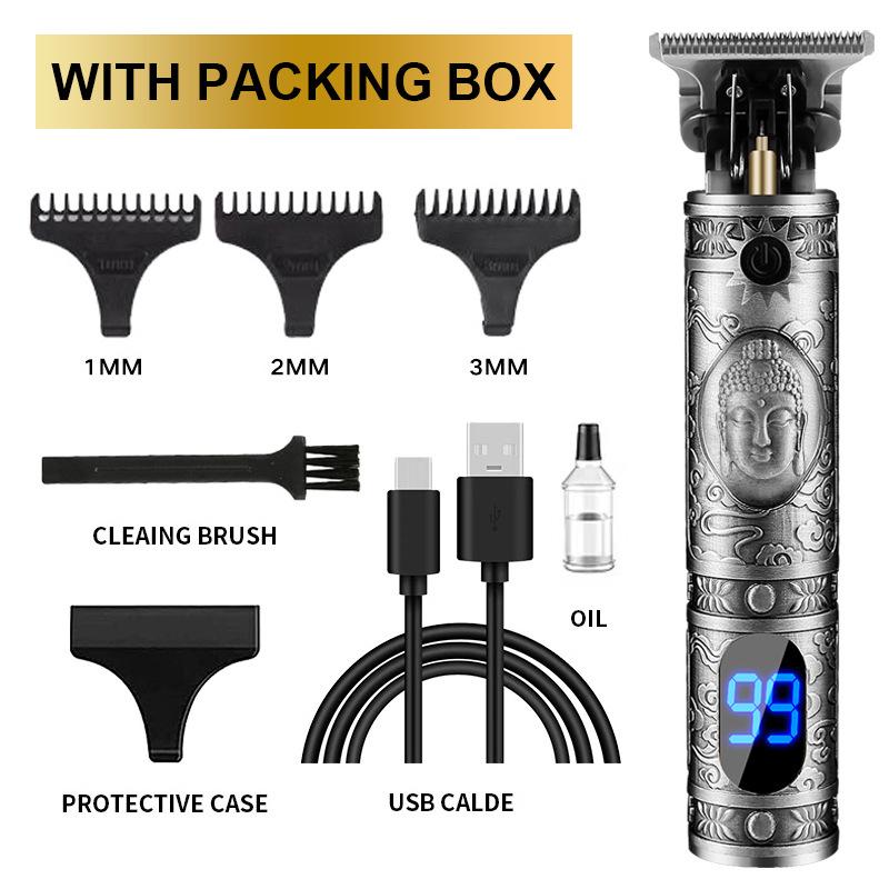 New Hair Clipper LCD Digital Display Household Hair Clipper Retro Oil Head Electric Clipper T9 Beard Carving Small Clipper Electric