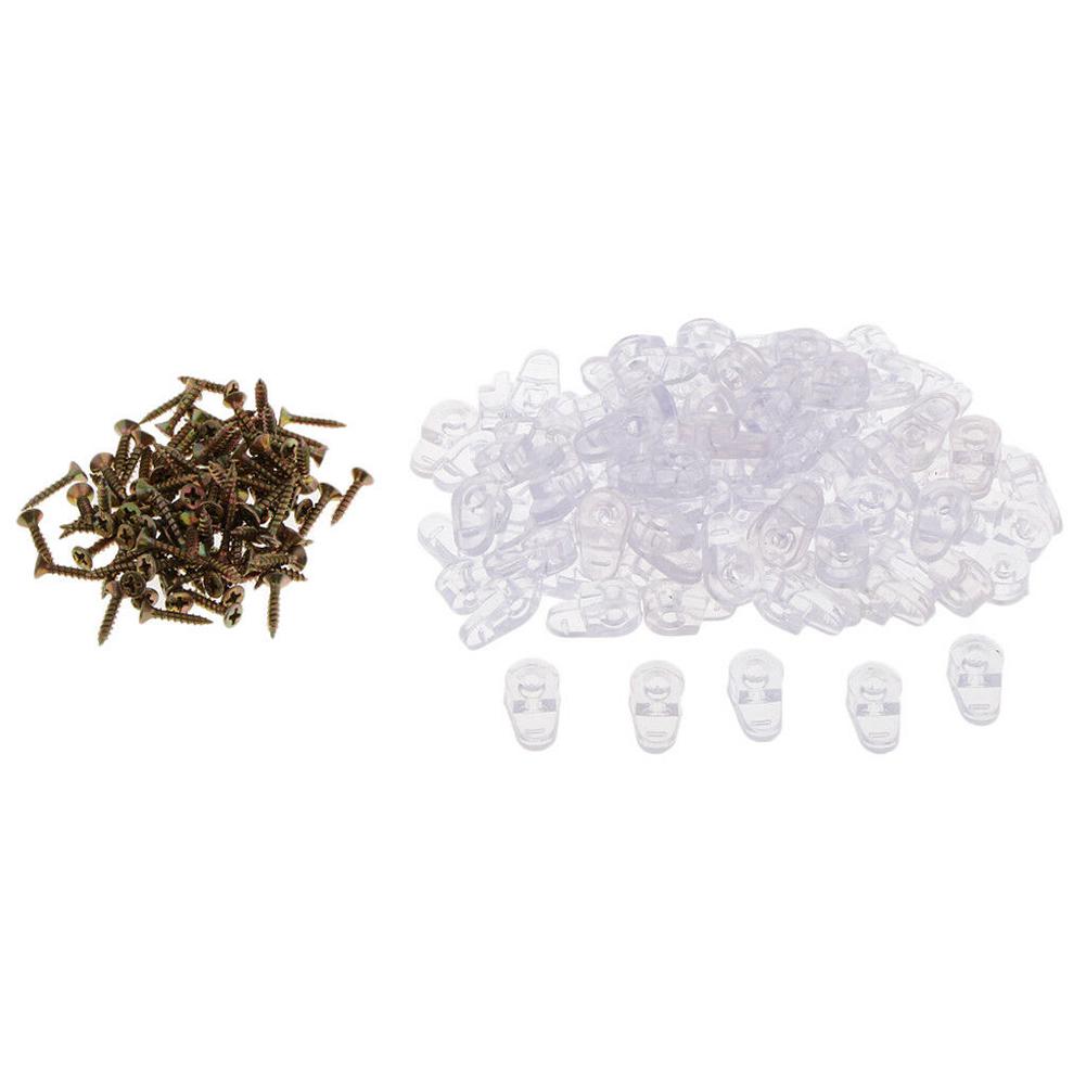 100PCS Plastic Glass Retainer Transparent Mirror Cabinet Fix Clips