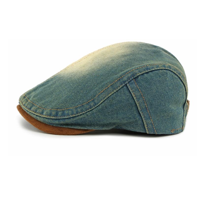 Unisex Denim Newsboy Cap - Vintage Washed Flat Cap for Casual Daily Wear (4 Color Options)