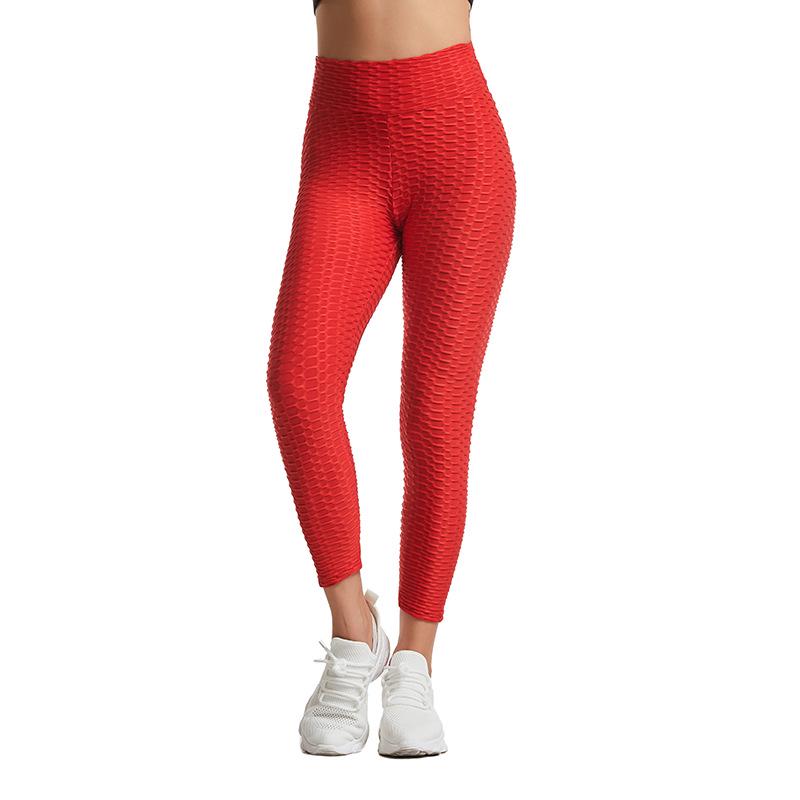 Plus Size High-Waisted Yoga Leggings - Peach Lift Solid Color Jacquard Fitness Pants for Women