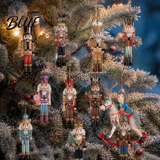 Indoor Christmas Tree Trim 48Pcs Nutcracker Wooden Ornaments Classic Soldier Hanging Decorations Vintage Holiday Souvenir for Family Wood Decor Xmas