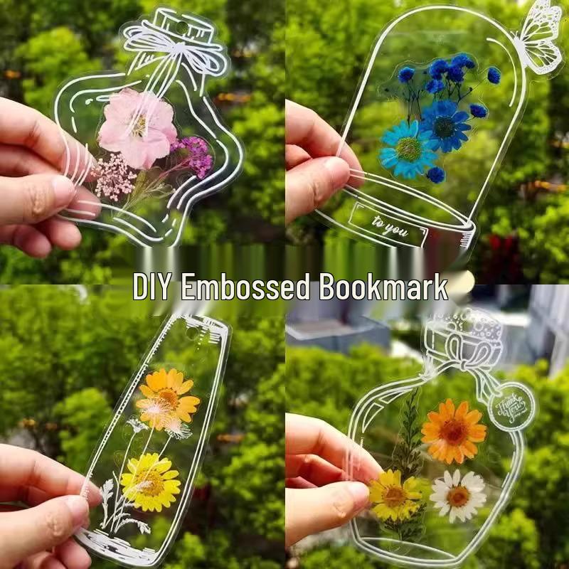 Transparent Specimen Bottle with Pressed Flowers - DIY Bookmark for Students