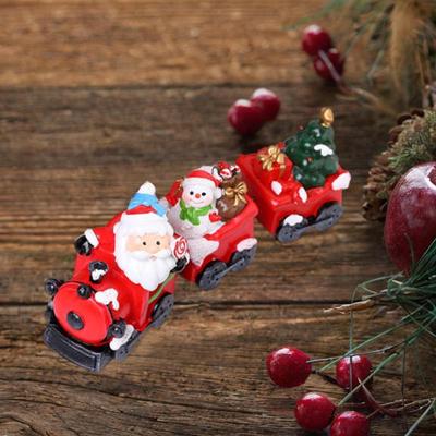 Noel Treni Dekorasyonu Sevimli Parti Festival El Sanatları Sergileme Masa Üstü Orta Parça Heykel Heykelcik Reçine