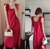 Elegant French Ruffle Spaghetti Strap Long Dress for Women