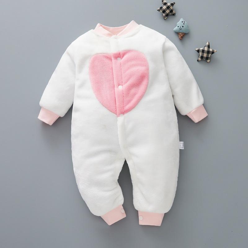 Baby Flannel One Piece Pajamas Newborn Autumn and Winter Plush Home Clothes Infant Bodysuit
