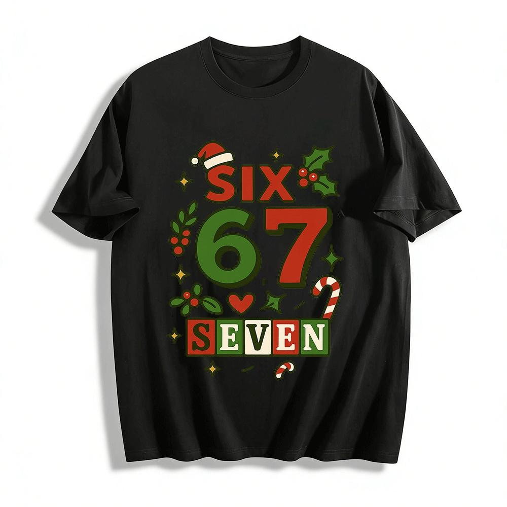 Christmas Number 67 Graphic Print Casual Adult Top Pure cotton T-shirt XXS