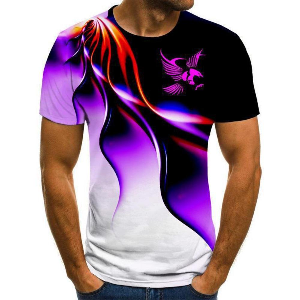 Summer hot selling 3D camouflage line printed men's sports and leisure round neck short sleeved T-shirt