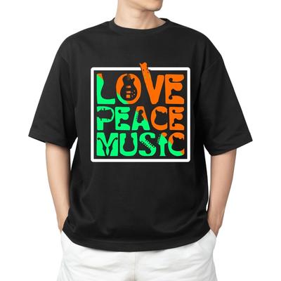 Liebe Frieden Musik - Harmonie T-Shirt Herren Damen Oberteile T-Shirts | Retro Musikliebhaber T-Shirt | Unisex Geschenkshirt