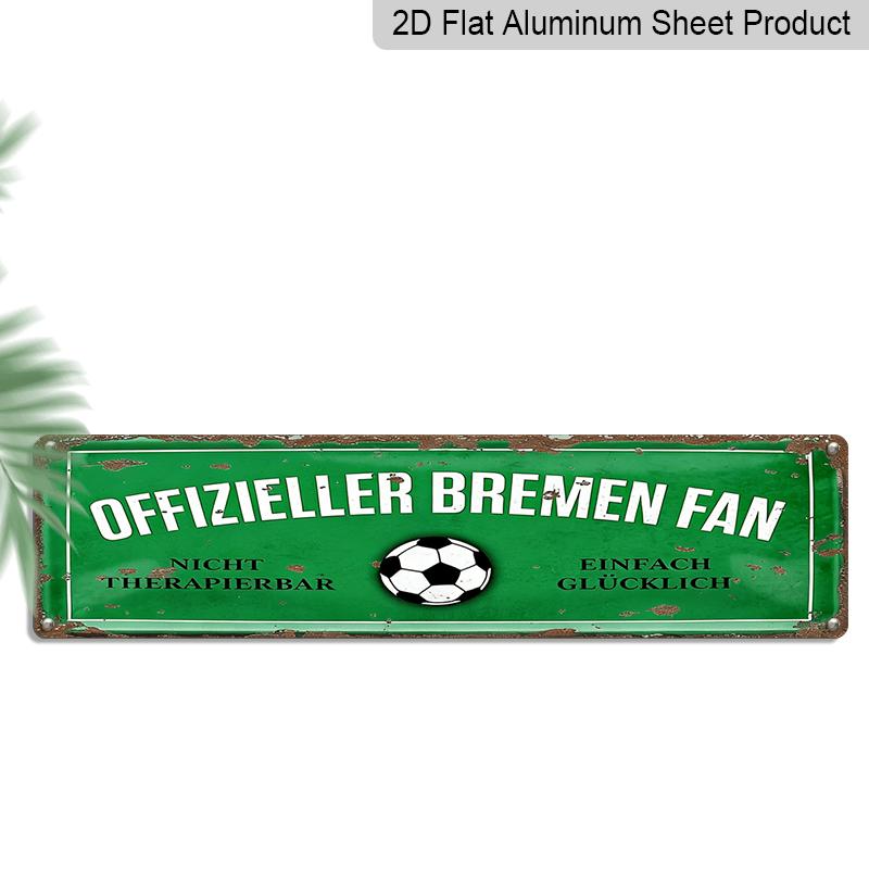 1pc Here Lives A Bremen Fan Soccer Wall Sign with Bremen Fan Aluminum Decorative Sign - Retro Rustic Metal Plaque Suitable for Bremen Fans, Durable 40cm x 10cm