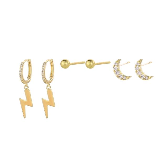 

ANENJERY микро-цирконовые серьги-кольца с луной и сферой, женские простые золотые серьги из 6 предметов золотистый