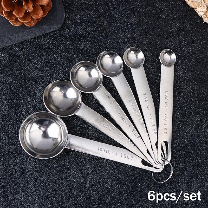 4/6/8Pcs Set Stainless Steel Measuring Spoon Cup With Scale Measuring Ruler Egg Beater Spoon Outdoor Tableware