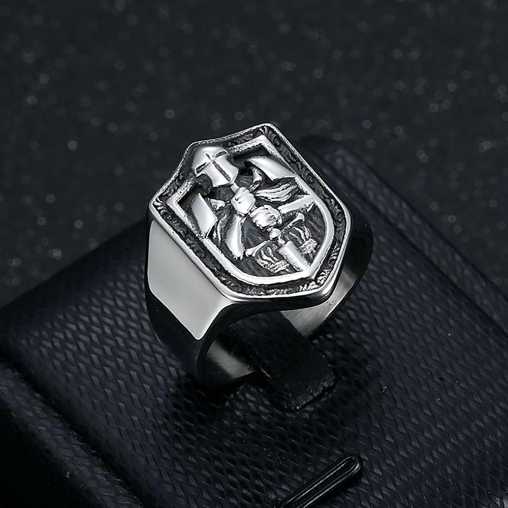 Vintage Stainless Steel Knights Templar Rings for Men Women Hip Hop Shield Sword Shaped Warrior Ring Punk Amulet Jewelry Gifts