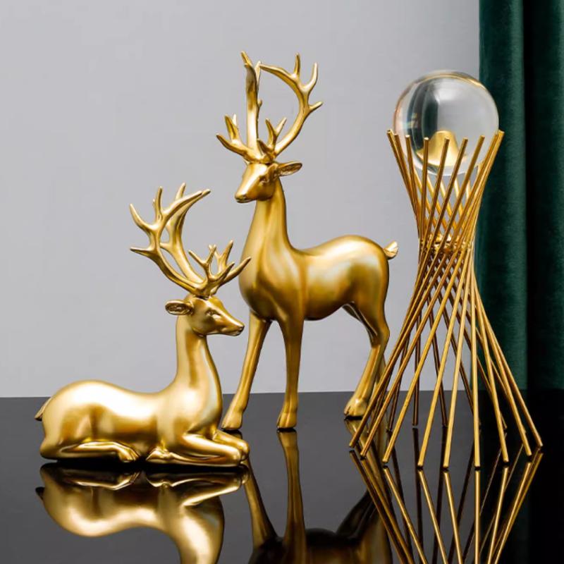 Deer statue standing and sitting resin sculpture reindeer statue decoration deer decoration home entrance desktop decoration