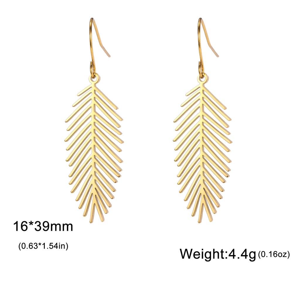 Lucktune Stainless Steel Plant Leaf Women's Earrings 2025 Trend Bohemian Drop Earrings Jewelry Anniversary Birthday Gift New In