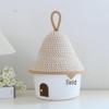 House-Shaped Cotton Rope Storage Basket with Lid for Miscellaneous Items