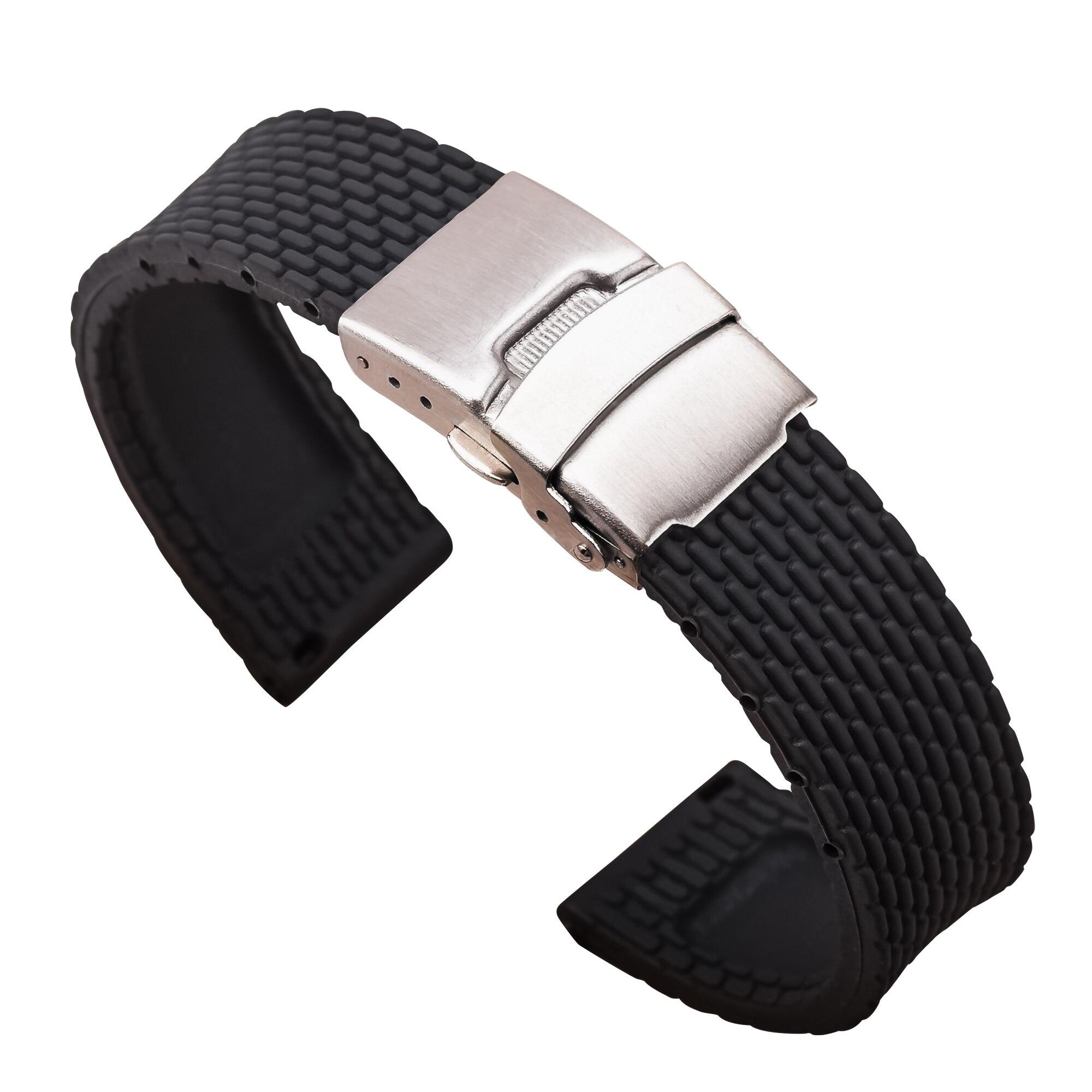 

18 мм, 20 мм, 22 мм, 24 мм, силиконовый ремешок, складная пряжка для Samsung Galaxy Watch6 Pro, 45 мм, быстроразъемный резиновый браслет для часов 6, 40 мм, 44 мм, ремешок для часов 24mm чёрный