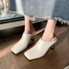 Women's Slippers Square Toe Special-shaped Heel Women's Mules 2025 Spring Sling-Heel Formal Pumps Outdoor Zapatillas De Mujer