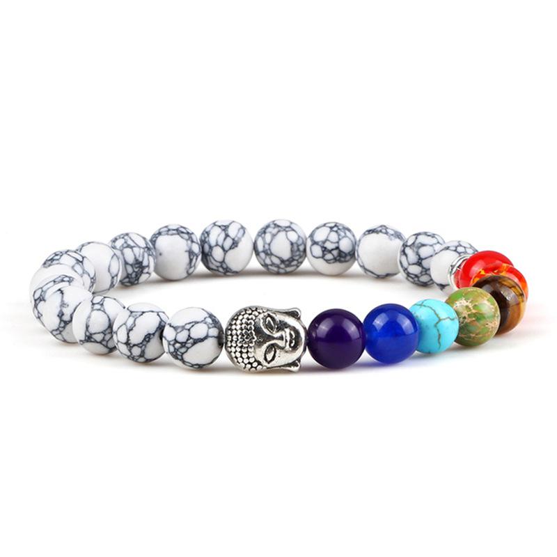 Trendy Women's Elastic Beaded Bracelet with Buddha Head - Multicolored