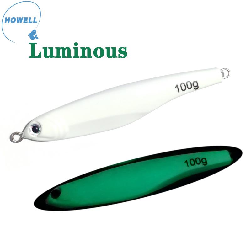 Howell 100g Speed Jigging  Glow Lead Bait Hard Lure for Saltwater Bottom Fishing Lake and Metal Artificial for Fishers