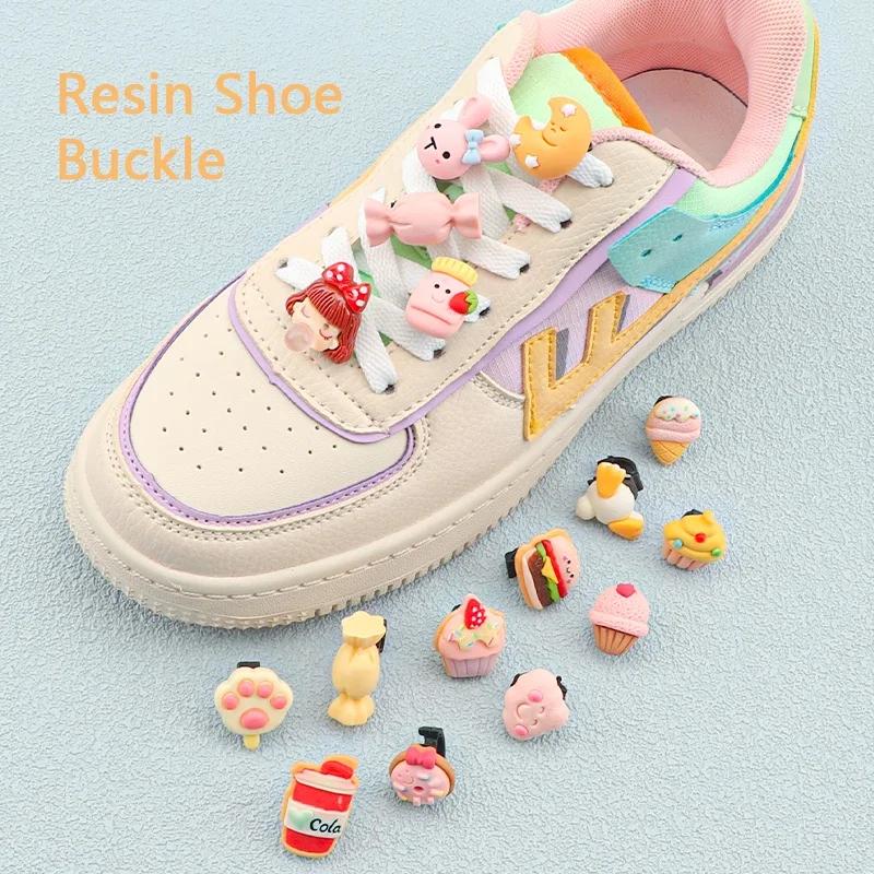 1 Stück Schnürsenkel Dekoration Clips Schnürsenkel Schnalle für Mädchen Kinder Cartoon Krone Kuchen Süßigkeiten Macaron Farbe Schuhe Zubehör
