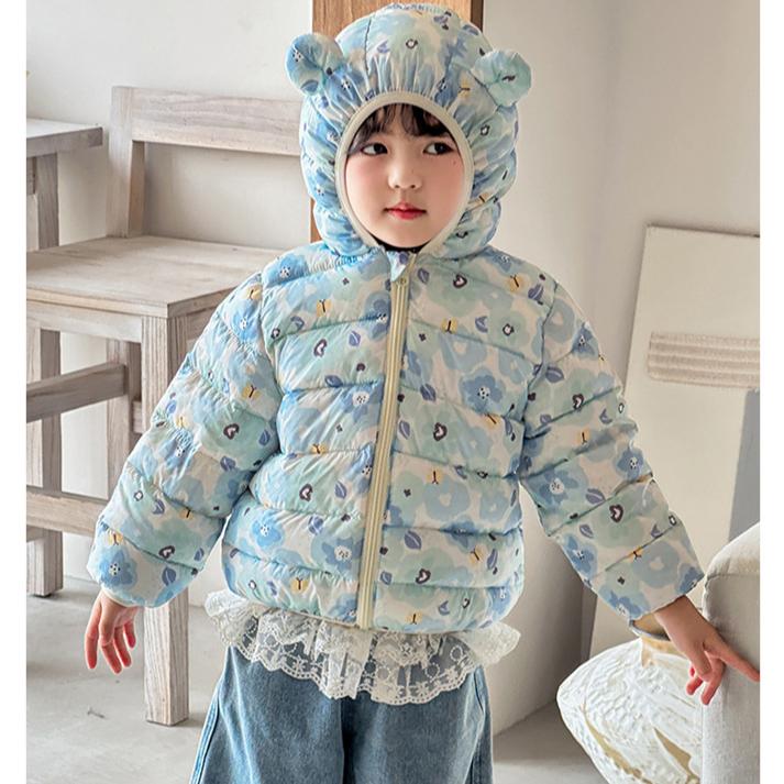Foreign Style Winter Baby Girl Thickened Short Cotton-padded Jacket Girls' Warm Cotton-padded Clothes Children's Autumn Pink Tie Dye Printing Coats