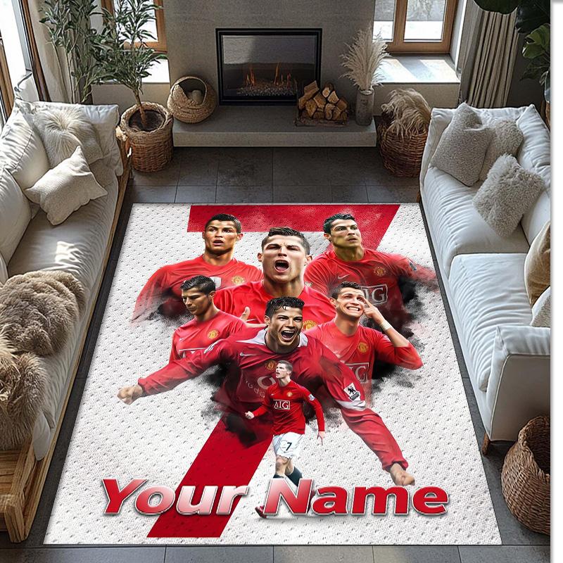Cristiano Ronaldo Potisknutý Křišťálový Sametový Koberec Protiskluzový Křišťálový Sametový Koberec Pro Pohovku Ložnici Vnitřní Domácí Dekorace