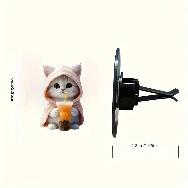 2PCS Cute Cat Acrylic Car Decoration Fragrance Sheet Long-lasting Fragrance Ventilation Clip Decoration and Aromatherapy