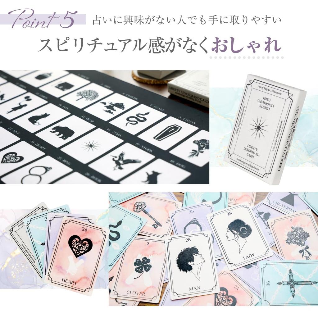 by YouTuber LIBERTY Lenormand Cards Grand Tableau Fortune Telling Mat Set Love Fate Reading Kit [Supervised momonga] & Beginner-Friendly &