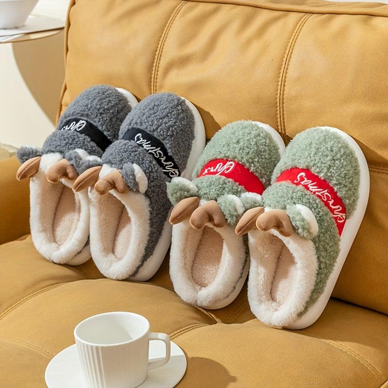 New Cotton Slippers for Winter Couples: A Pair of Home Fur, Thickened, Indoor Anti Slip, Warm, Silent Plush Slippers for Men and Women's Home