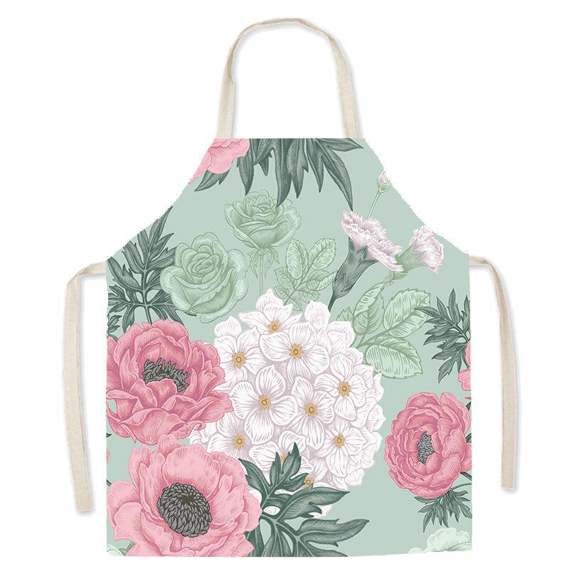 Pastoral Style Floral Series Kitchen Sleeveless Apron Color Floral Linen Apron Parent-Child Children'S Apron