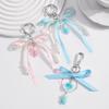 Versatile Ribbon Pearls Bowknot Key Rings with Turtles Pendant Charming Keychain Accessory for Backpacks and Purses
