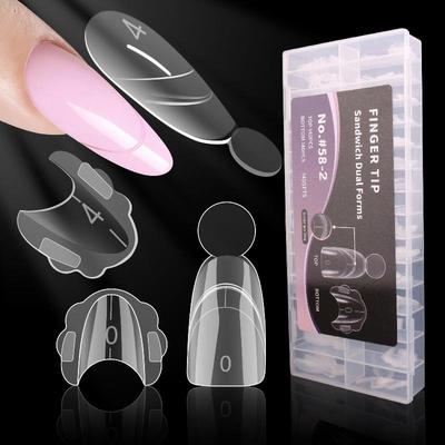 140 Pezzi Sandwich per Unghie Doppie Forme per Unghie Rapide Estensioni Unghie Con Scala Modello Armatura di Cristallo Tips Copertura Totale Strumento Manicure