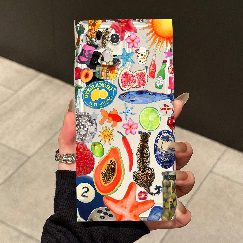 Verspieltes Frucht-Tier-Handyhülle für Samsung Galaxy A55 A54 A53 A35 A34 5G Note 20 S25 S24 S23 S22 S21 Ultra FE Plus Stoßfänger Funda