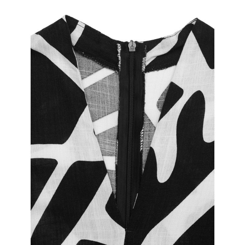 Dame V-hals Jumpsuit Bukser Sommer Ny Pendler Ermeløs Trykt Jumpsuit