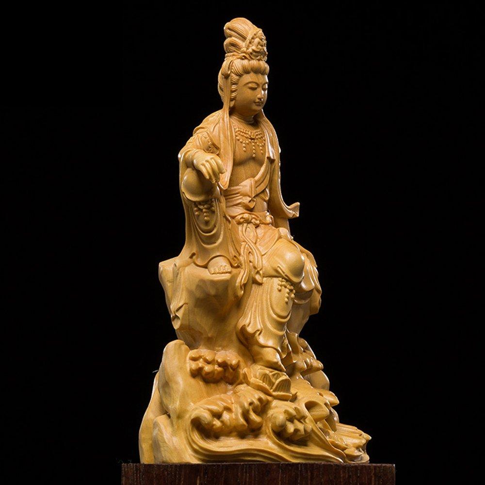 Seated Kannon Bodhisattva Premium Natural Boxwood Wooden Buddhist Buddhist Boxwood Kannon Kannon Comes in a Custom Presentation Box with Care