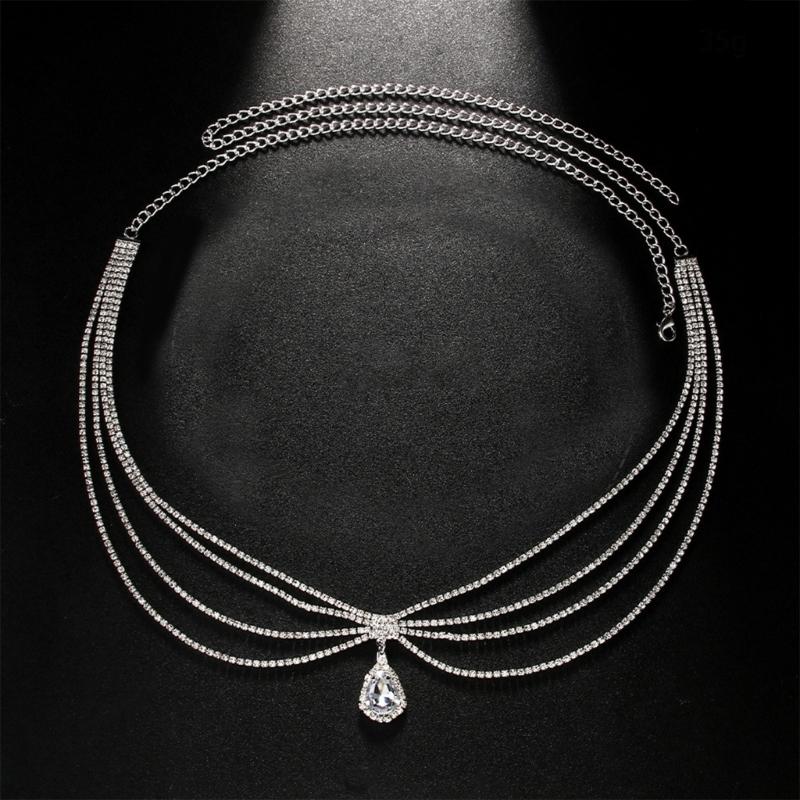 Chain Belt For Women Waist Chain Belt Water Drop Chain Belly Chain For Dress Western Rhinestones Belt Waist Chain