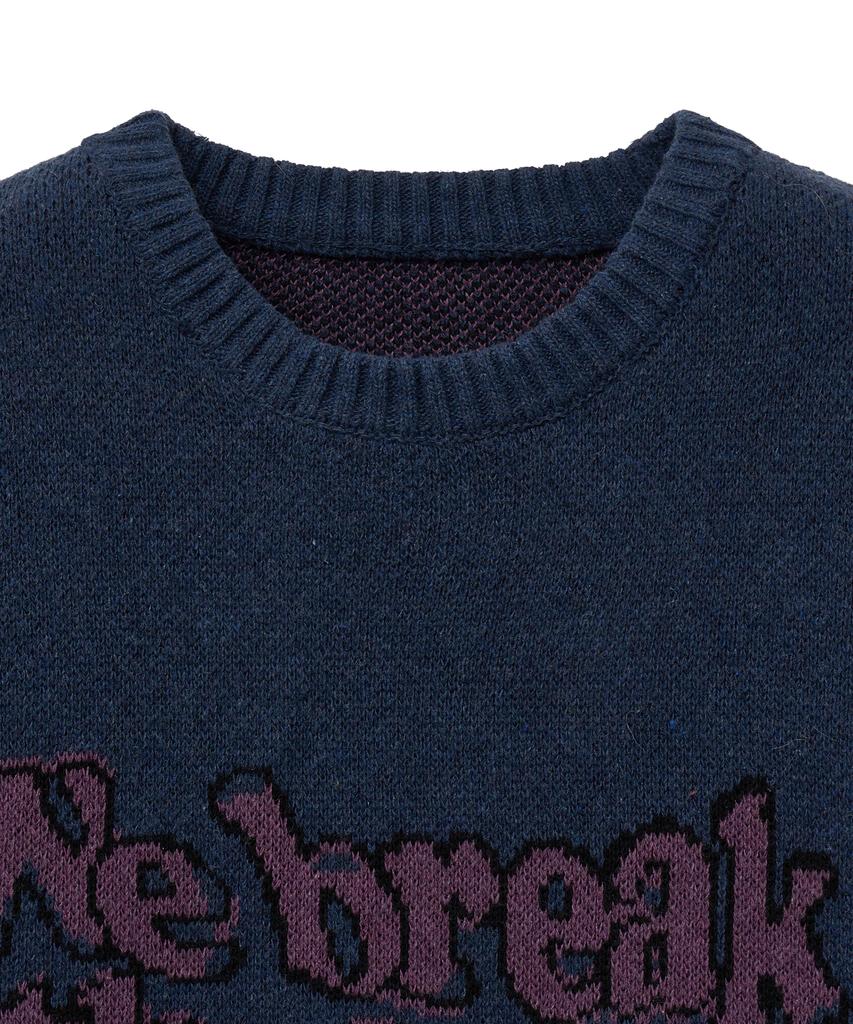 STANDARDERROR 87-Stan191 Art Lettering Oversized Jacquard Knit Navy
