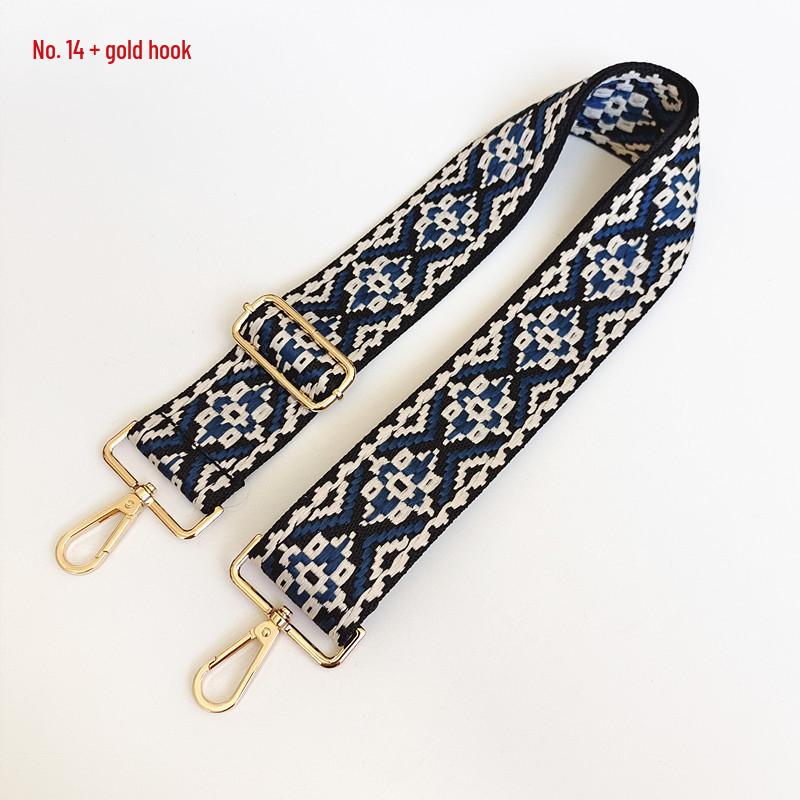 Etniczny Wzór Nylonowy Pasek do Plecaka z Regulowaną Długością i Metalowymi Akcesoriami - Odporny na Zużycie i Poszerzony dla Komfortu