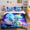 3Pcs Magical Unicorn On Rainbow Path Duvet Cover Set With 3D Printing Design Soft Polyester Bedding Set All-Season Comfort