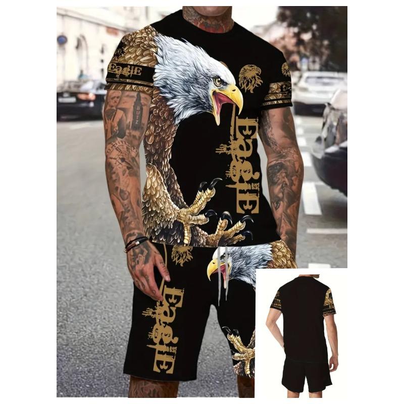 Summer Men's Animal Print Fashionable Comfortable Loose Casual Short Sleeved Sport Wear