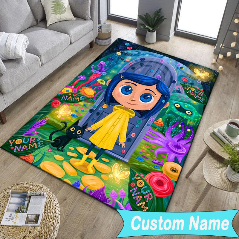 Custom NameMystery Coraline's World Carpet, Indoor Rug, Chair Rug, Living Rooms, Doormat Made From Polyester Home Decor Birthday Christmas Gifts