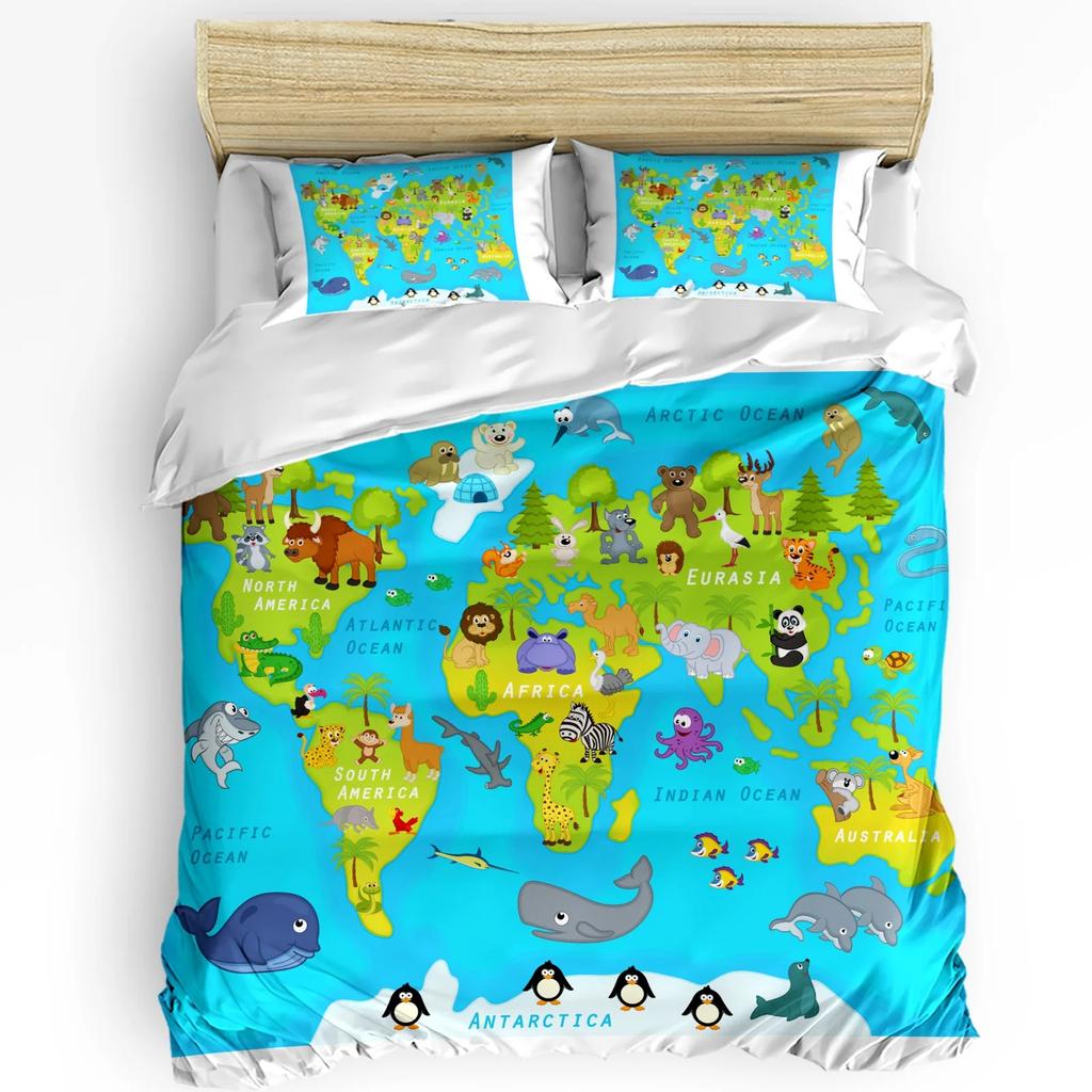 Winter Bedding Set For Bedroom Bed Home Cute Penguins Hand Drawn Style Set Merry Christma Duvet Cover Quilt Cover And Pillowcase