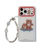 Brown Polka Dot Bear Chain Phone Case for iPhone 17/16 Pro Max/15 Pro - Girly Design