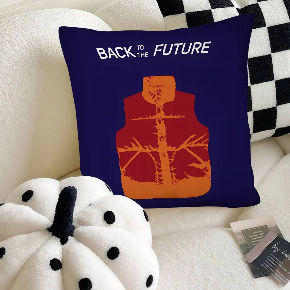 Cartoon Classic Movie B-Back To The F-Future Pillow Case Fashion Square Pillowcase Bedroom Sofa Room Ins Decoration Leisure